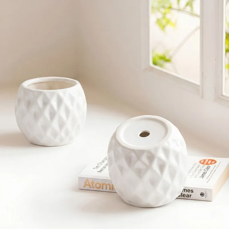 Moonstone Textured Ceramic Planter - Set of Two media 5