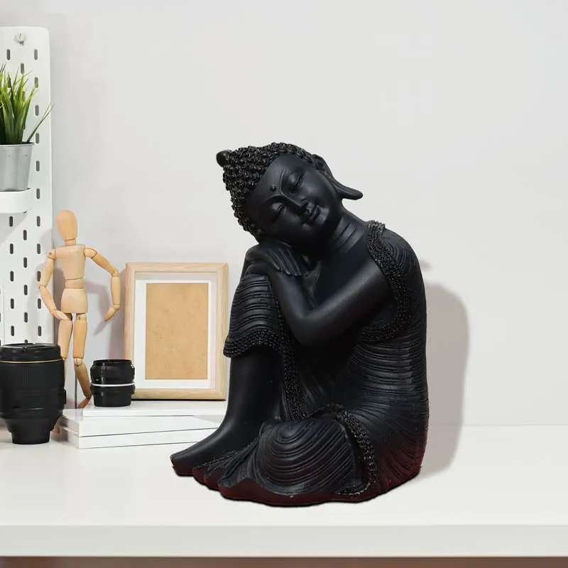 Zen Resting Buddha Showpiece - Black media 1