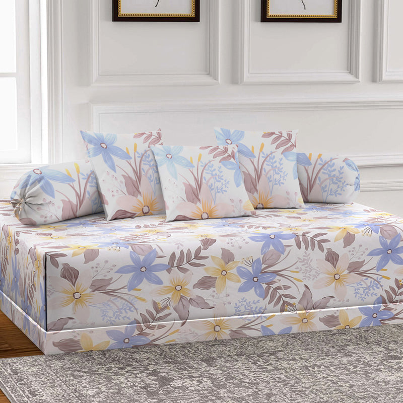 Soft Florals Diwan Set - Six Piece Set