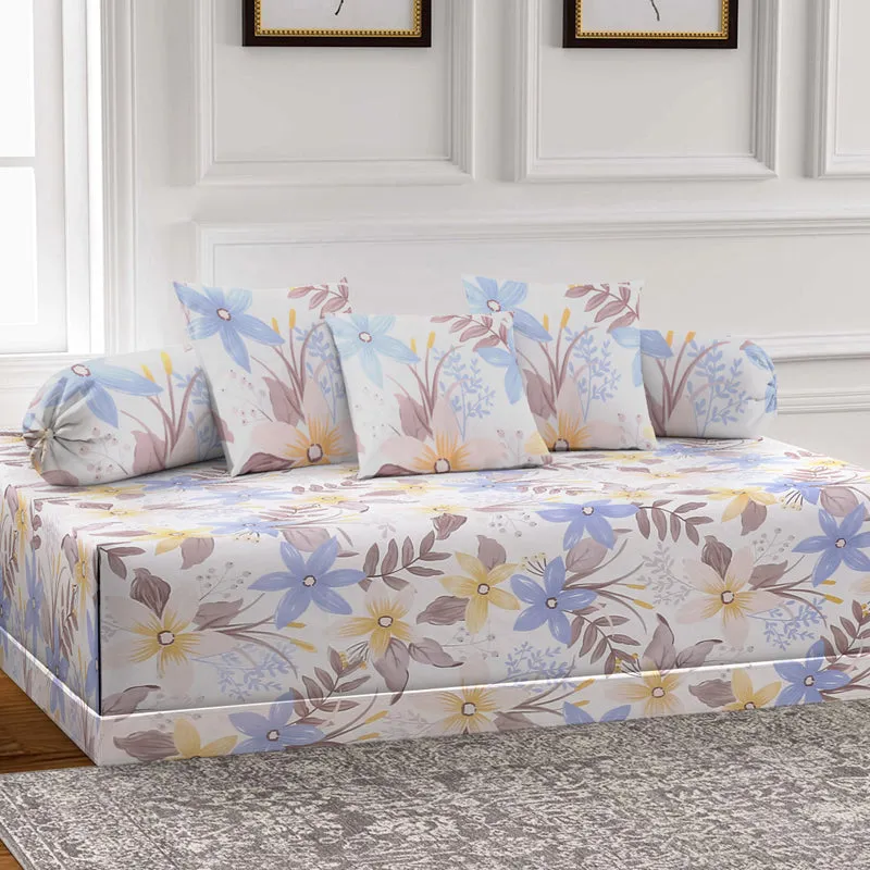 Soft Florals Diwan Set - Six Piece Set media 1