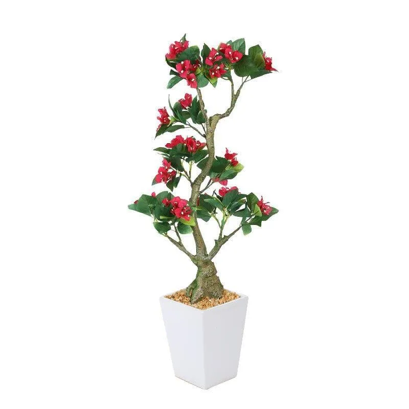 Tall Faux Bougainvillea Bonsai (59 cms) - Red & Green media 3