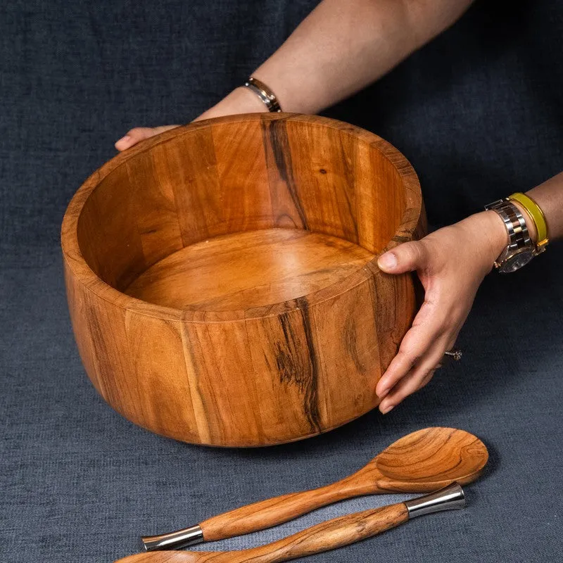 Aurelia Wood Salad Bowl with Serving Spoons (2750 Ml) - Three Piece Set media 9