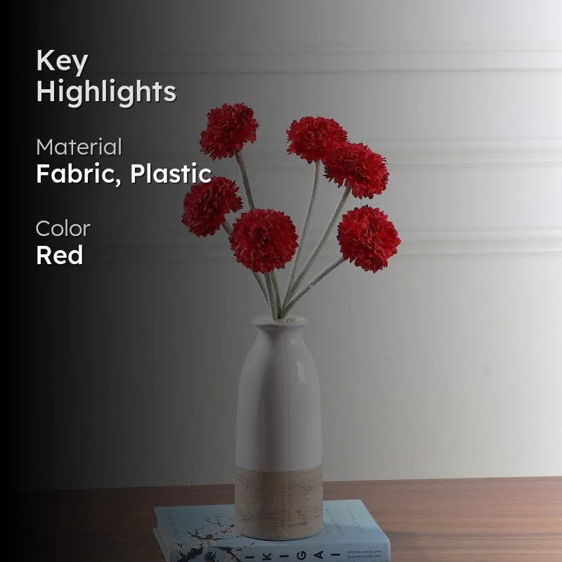 Pom Pom Artificial Flowers - Red media 2