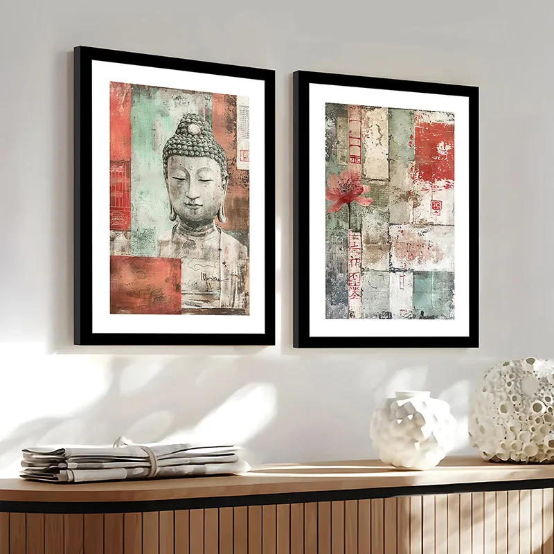 Earthly Buddha Wall Art With Frame - Set Of Two media 7