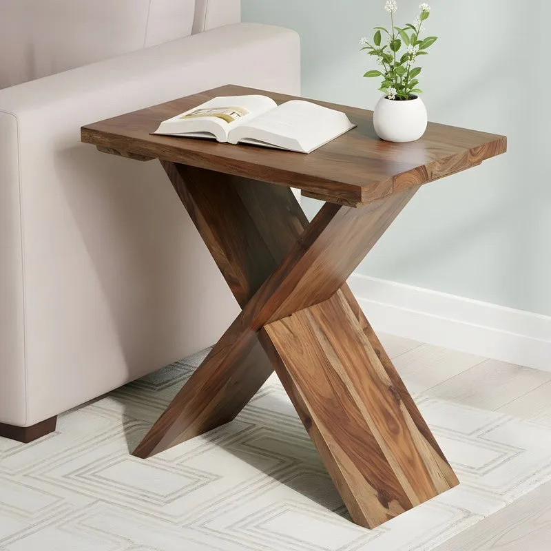 Everox Sheesham Wooden Side & Bedside Table (Brown) - Set Of Two media 4