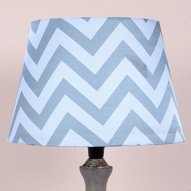 Chevron Light Glyph Printed Mango Wood Table Lamp - Grey, White media 3