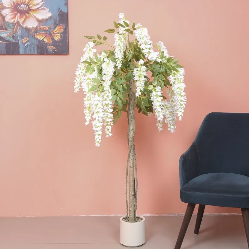 Blooming Wisteria Artificial Plant With Black Plastic Pot media 3