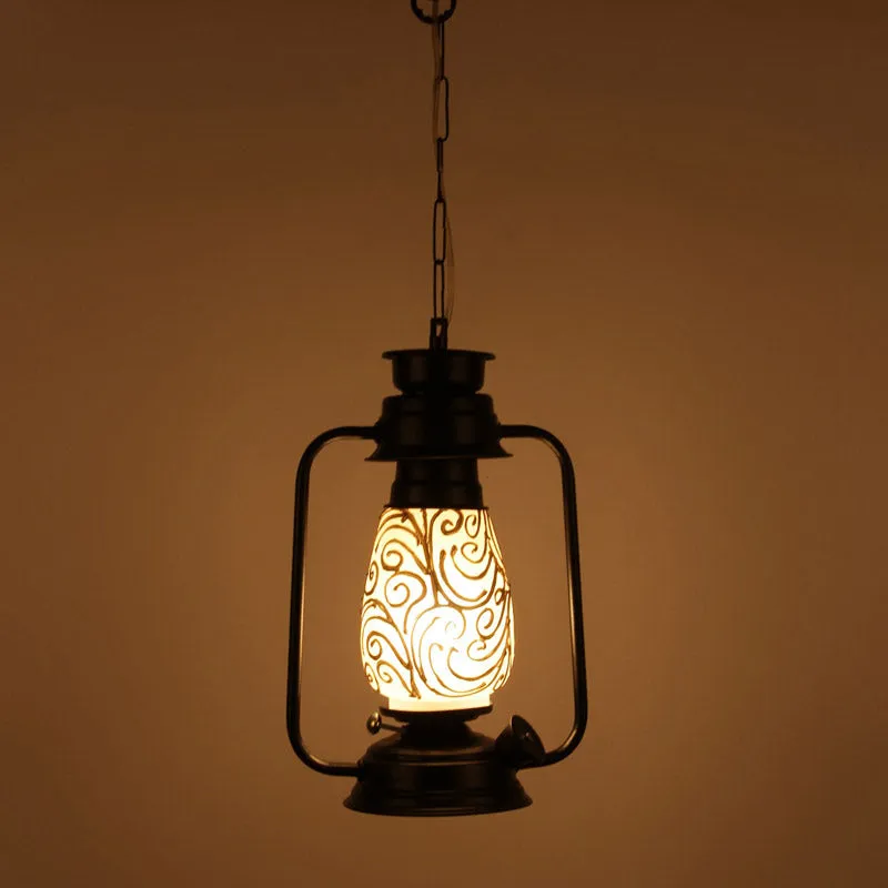 Saagar Mosaic Lantern Glass Ceiling Lamp - Black media 4