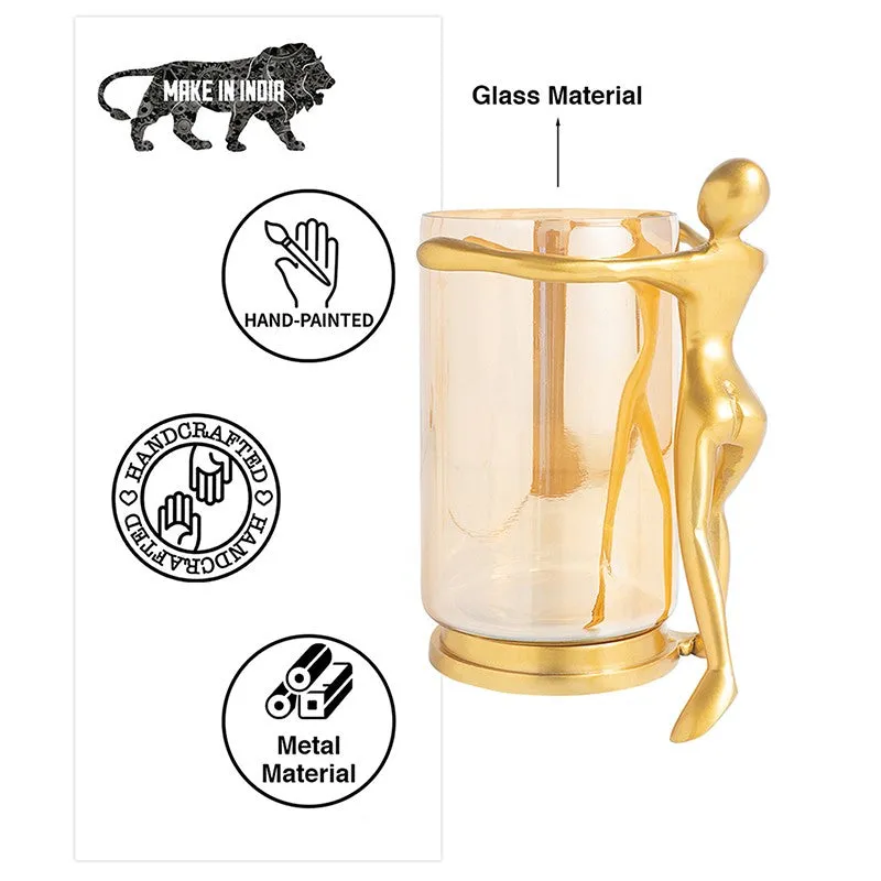Lustrum Textured Glass Candle Holder - Gold media 6