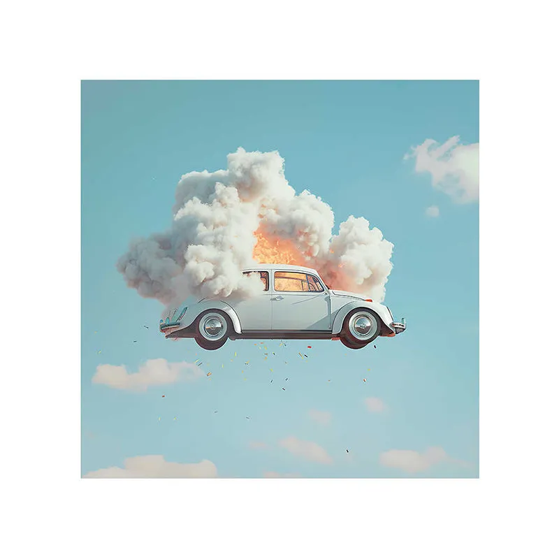 A Vintage Car In The Sky Wall Painting media 5