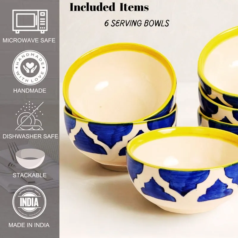 Snackify ServeEase Ceramic Snack Bowls (Blue,Yellow, 200 mL Each) - Set Of Six media 5
