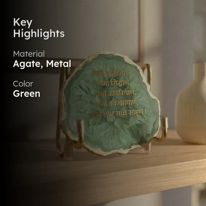 Namokar Handcrafted Agate Religious Accent - Green media 2