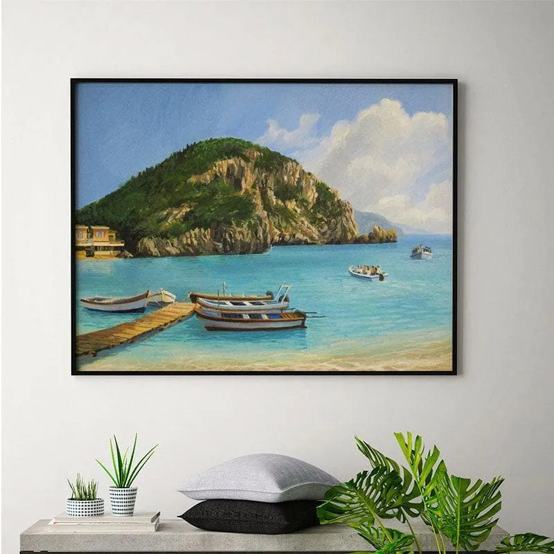 The Boats Canvas Wall Painting - Black Frame media 1