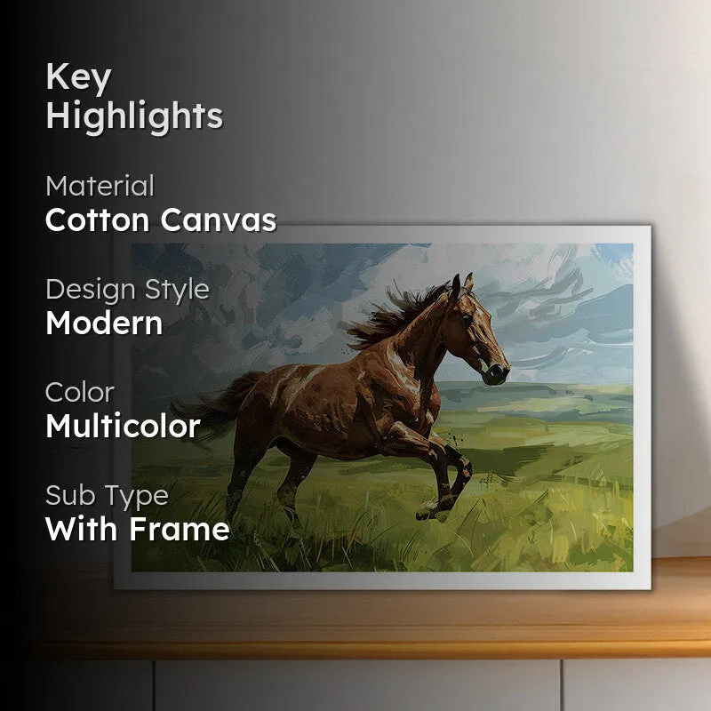Galloping Roan Stallion Wall Art with White Frame media 2