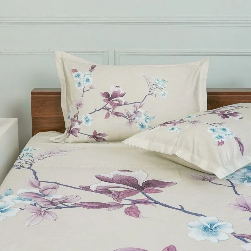 Nigaar Floral Cotton Bedsheet (Beige) - 200 TC media 4
