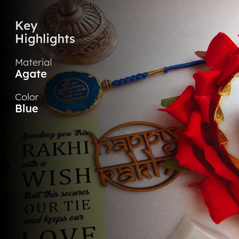 Gayathri Mantra Turquoise Agate Rakhi Gift Set media 2