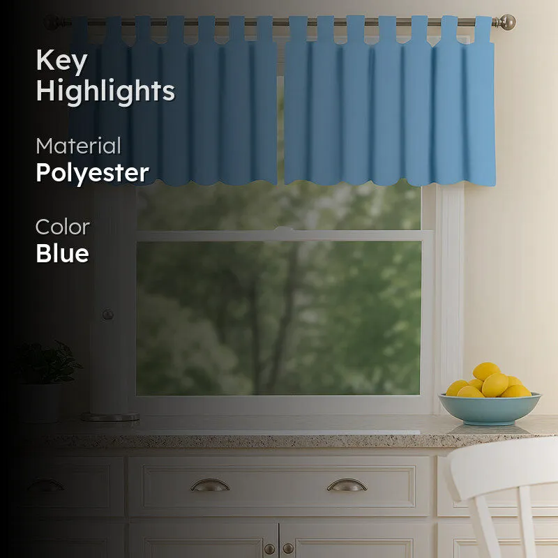 Tab Tale Flat Curtain Valance (Sky Blue) - Set Of Two media 2