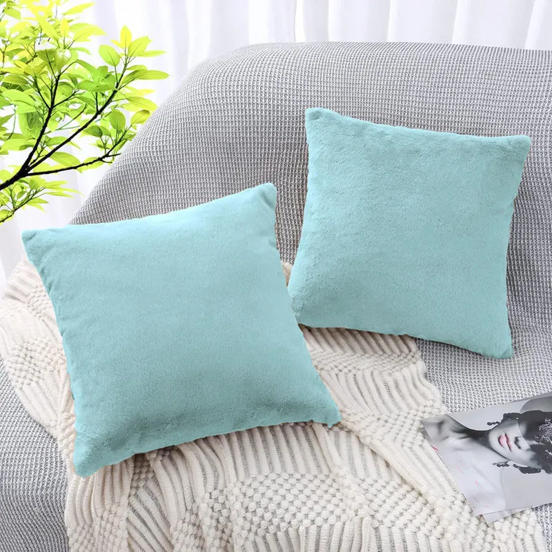 Fur Dual Cushion Cover Set (Turquoise) - Set Of Two media 3