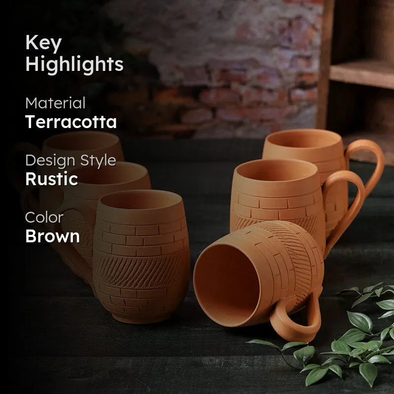 Suvarsha Terracotta Coffee Mug (400 mL Each) - Set of Six media 2