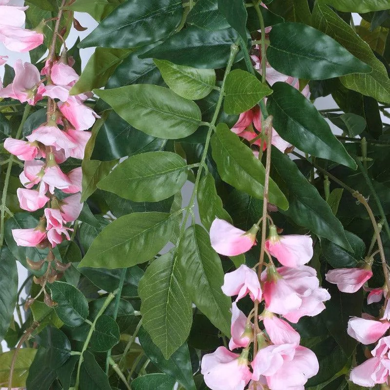 Faux Realtouch Pink Wisteria Tree With Black Plastic Pot - 5.9 Feet media 6