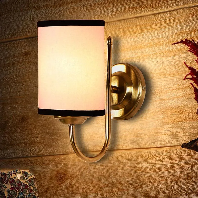 Altura Cylindrical Fabric & Metal Wall Lamp - Black & White media 1