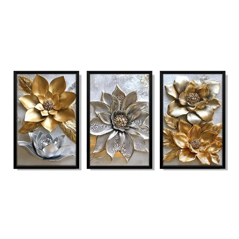 Moonlit Petals Wall Art With Frame - Set Of Three media 3