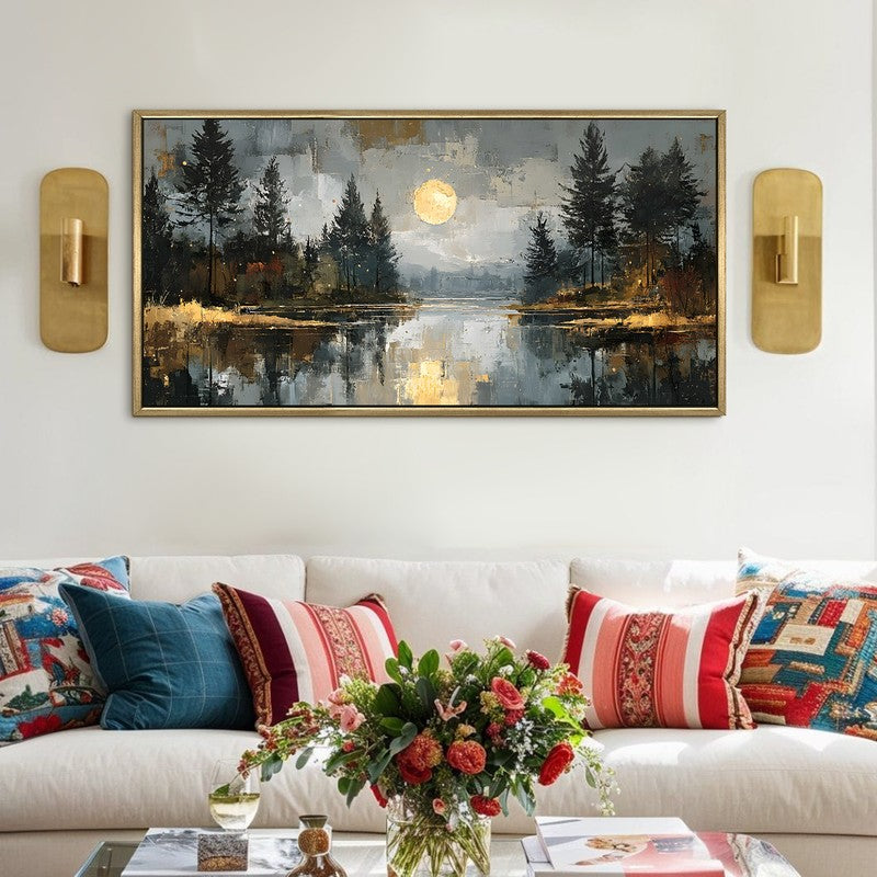Lunar Echo Canvas Wall Painting With Frame