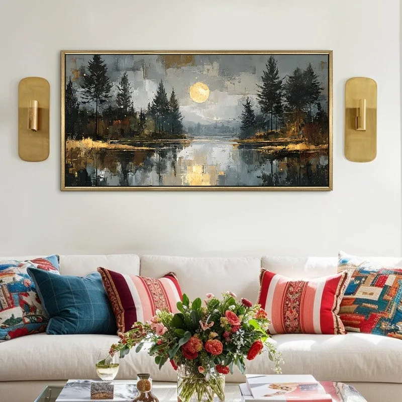 Lunar Echo Canvas Wall Painting With Frame media 1