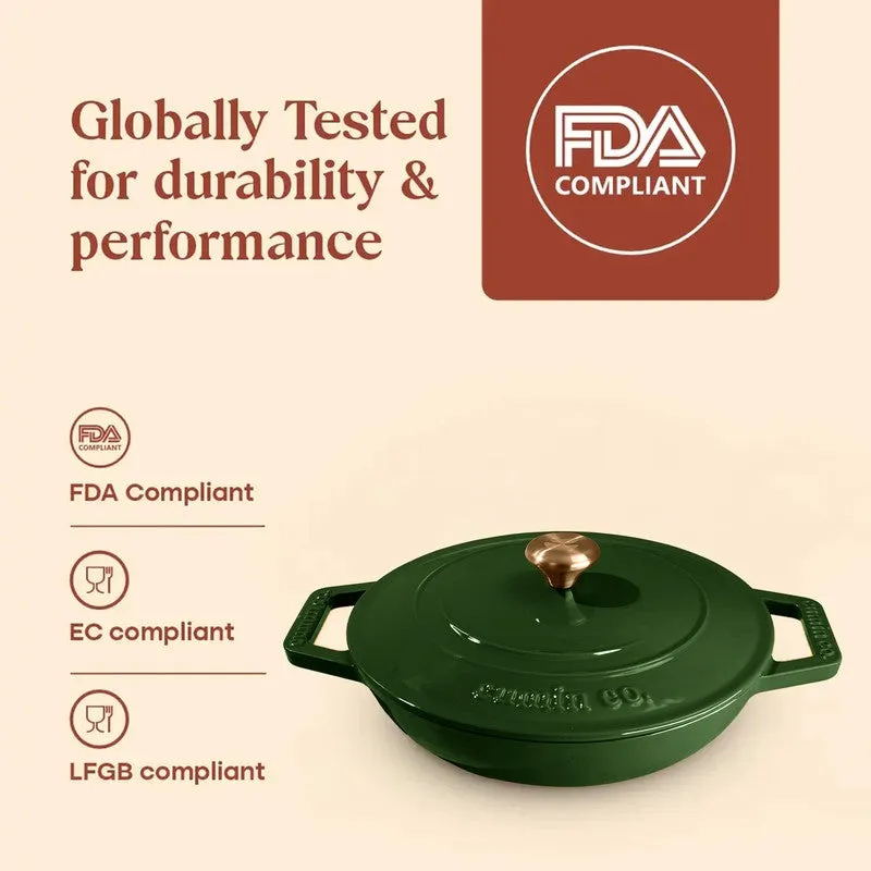 Cumin Co Enamel Cast Iron Braiser(Green) - 4000 mL media 6