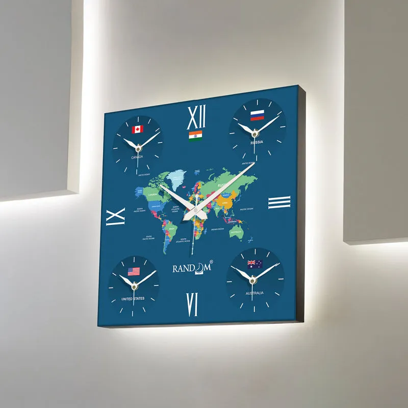 World Time Zone Wall Clock - Dark Blue media 4