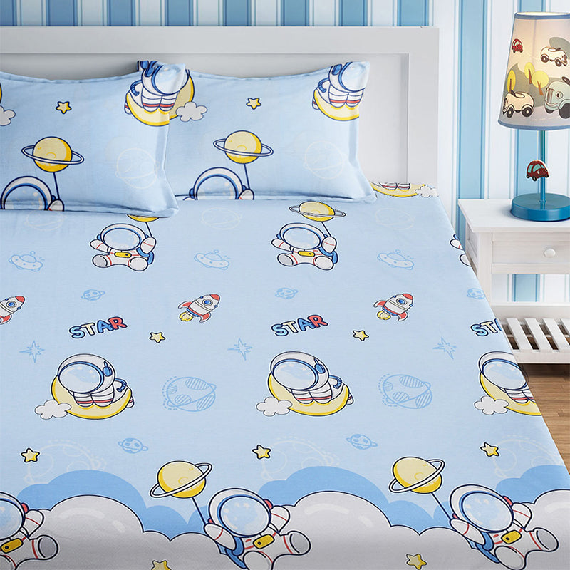 Space Astronauts Kids Cotton Bedsheet - 210 TC media 3
