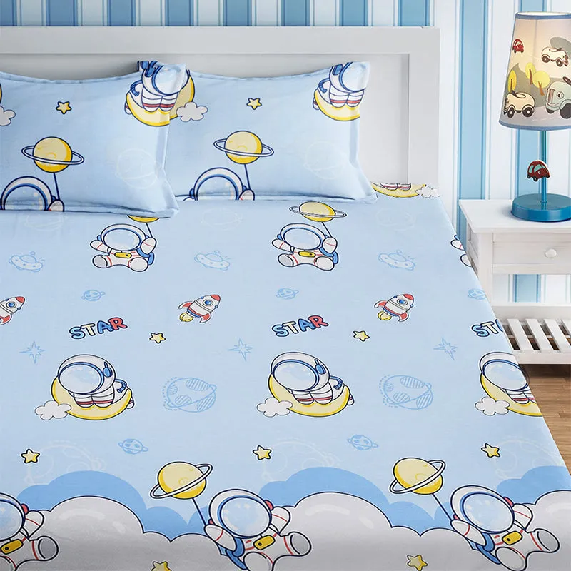 Space Astronauts Kids Cotton Bedsheet - 210 TC media 3