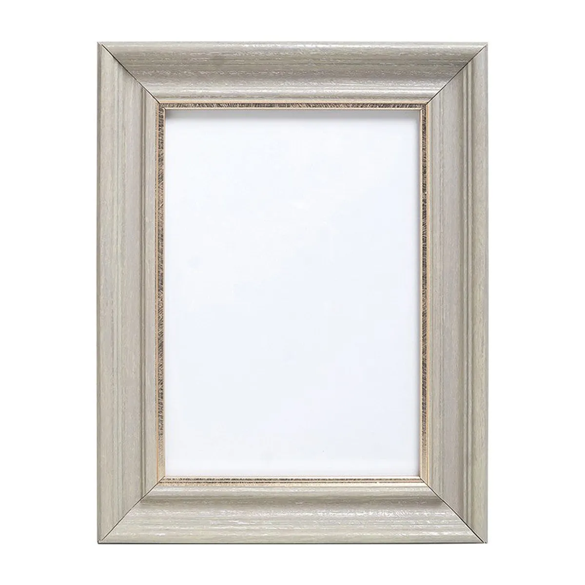 Front view of a grey rectangular photo frame with a matte textured finish