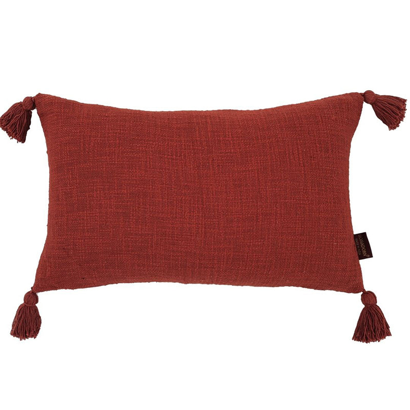 Claira Rectangle Solid Cotton Cushion Cover (Red) - Set Of Two media 9