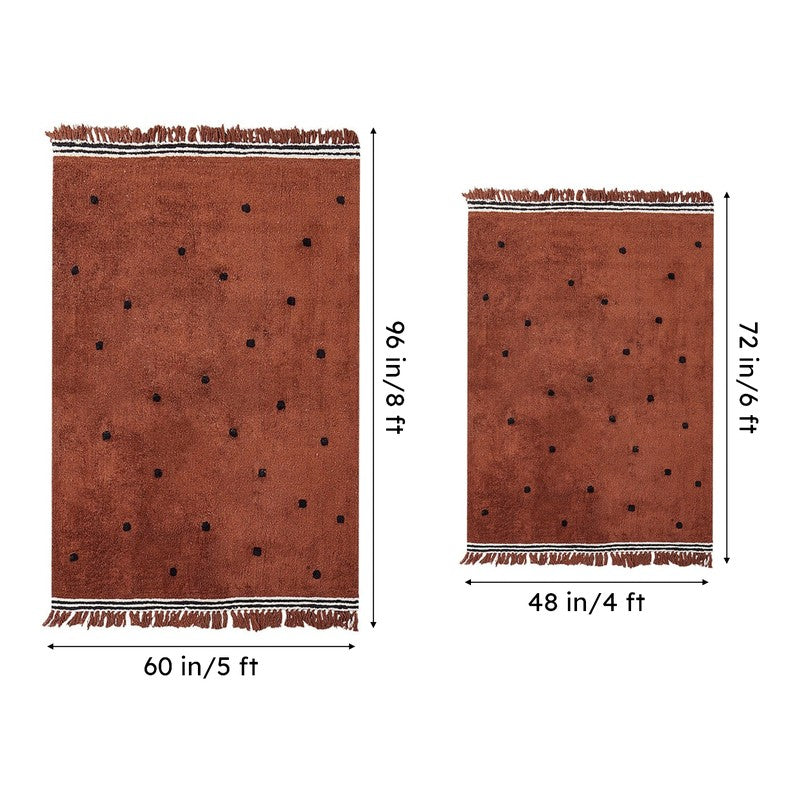 Polka Drops Tufted Cotton Area Rug - Brown media 7