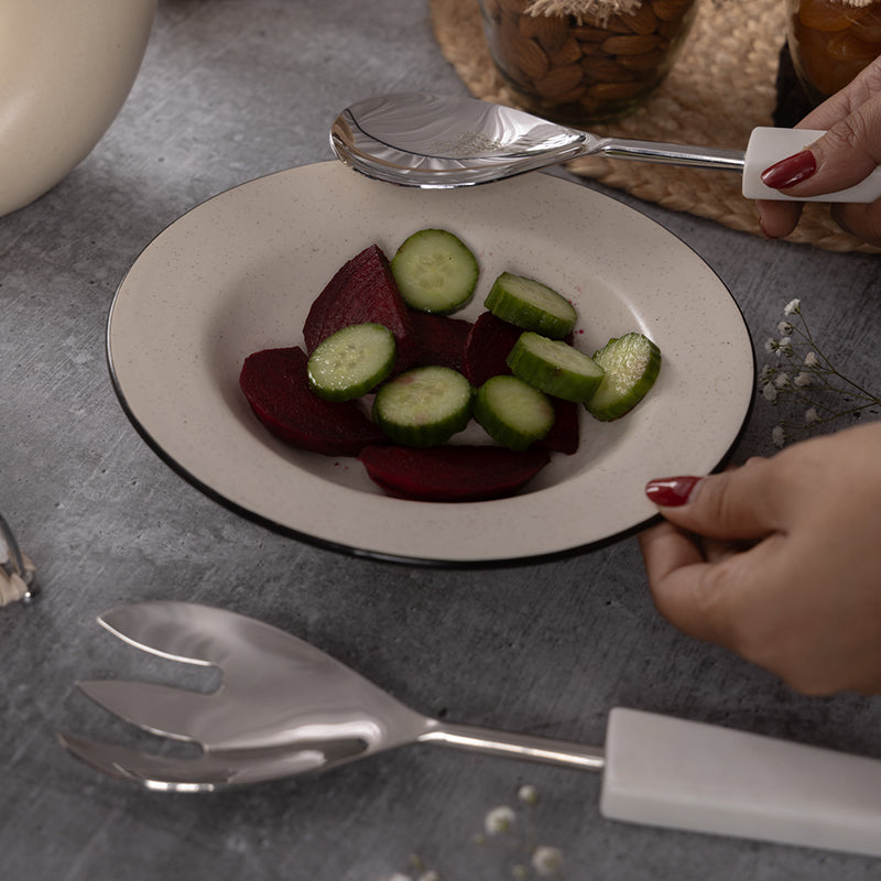 Tahara Salad Serving  Set (Silver) - Two Piece Set media 3
