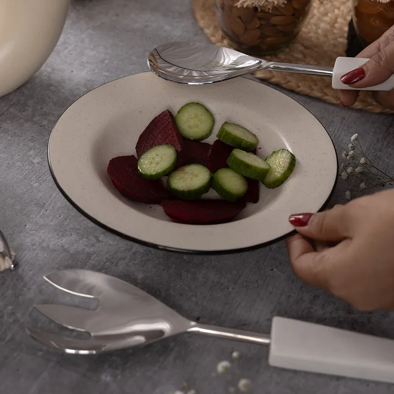 Tahara Salad Serving  Set (Silver) - Two Piece Set media 3