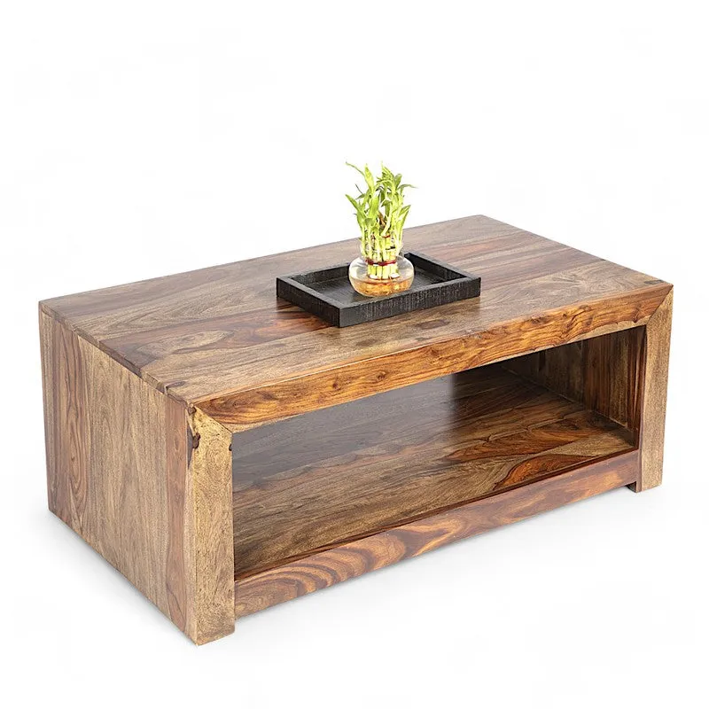Borvon Sheesham Wooden Center Table - Light Brown media 4