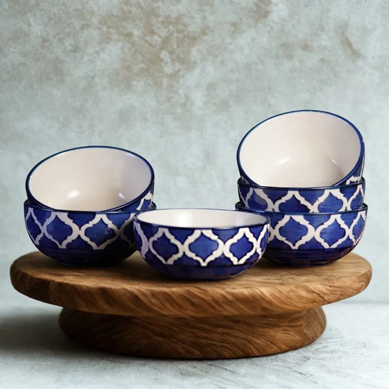 Biteza Ceramic Snack Bowls (Blue , 180 mL Each) - Set Of Six media 4