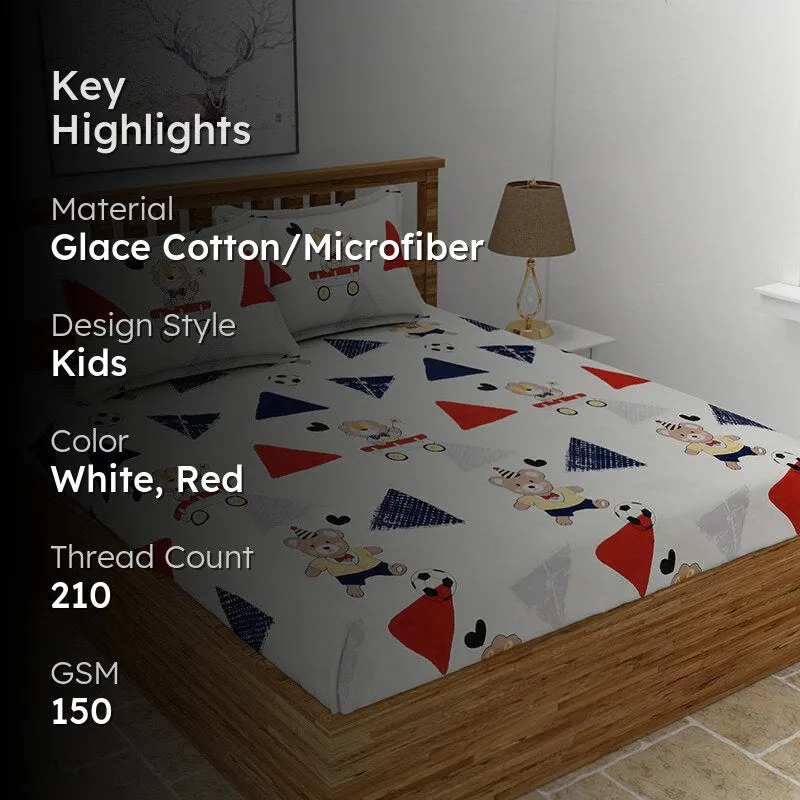 Teddy Geometry Kids Microfiber Bedsheet - 150 GSM media 2