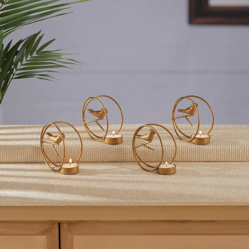 Alaiza Chirp Tealight Candle Holder (Gold) - Set of Four media 1