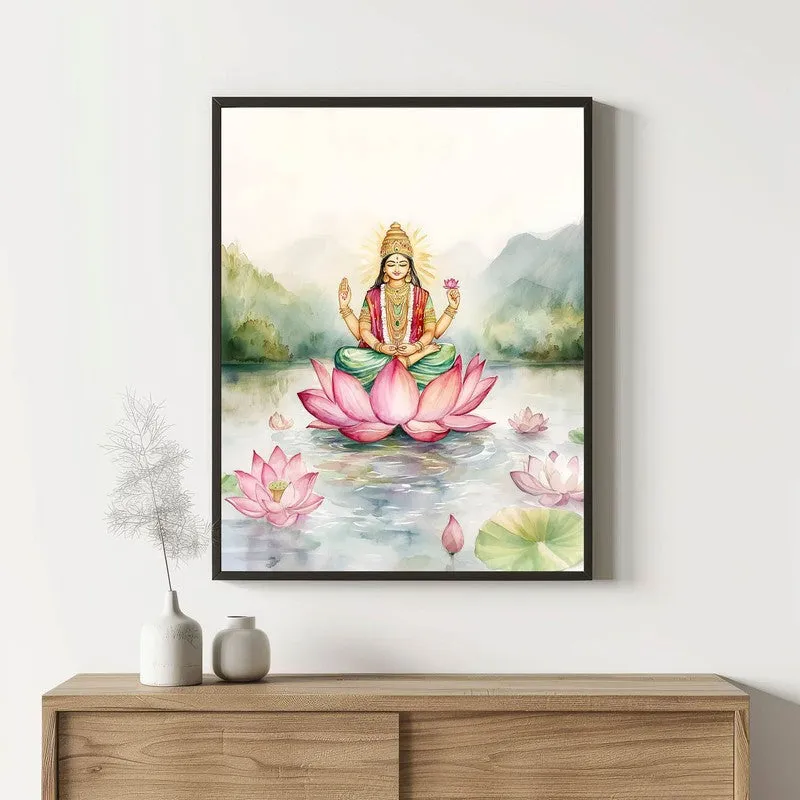 Vishnupriya Spiritual Archival Paper Wall Painting With Frame - Black media 1