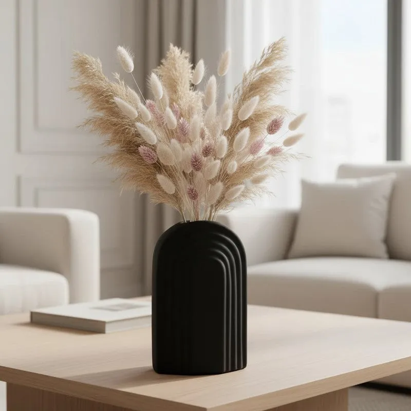 Arch Form Neutral Ceramic Vase - Black media 8
