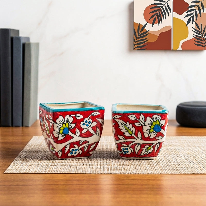 Heritage Roots Handpainted Planter - Set Of Two