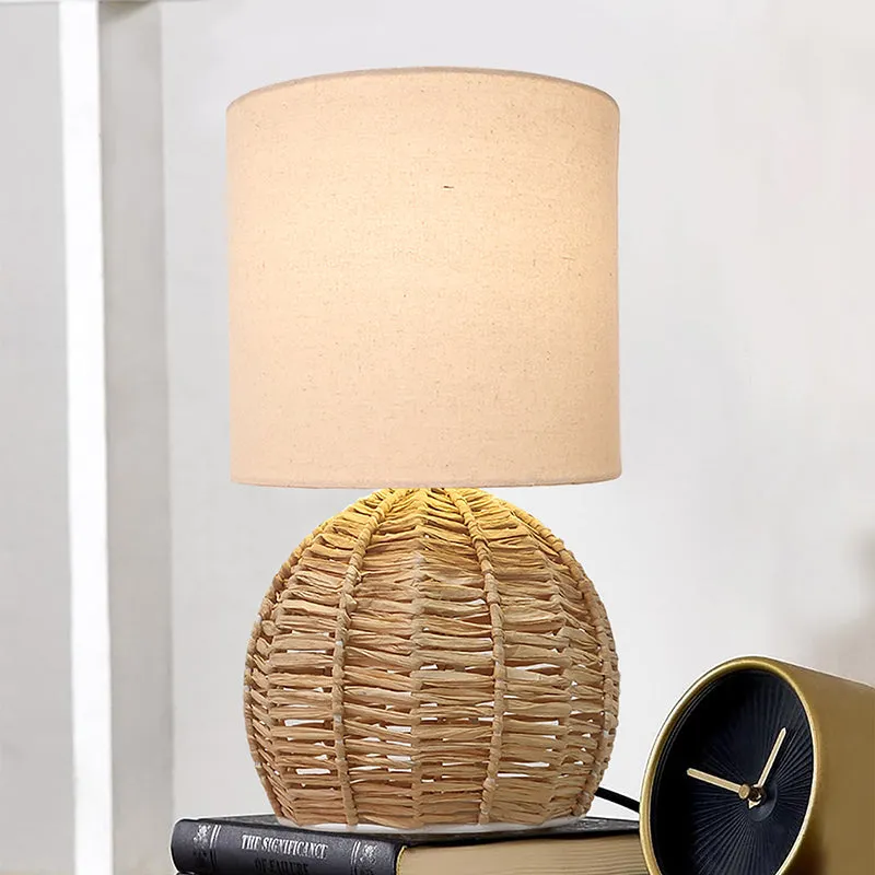 Palladian Raffia Fabric Table Lamp - Beige,Brown media 1