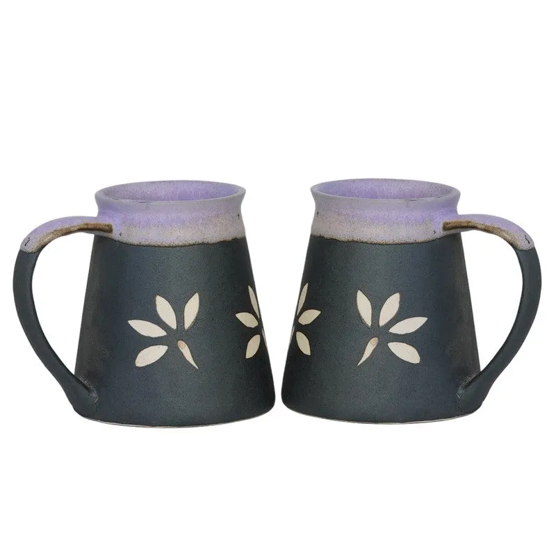 Ceramic Ceramic Coffee Mug (270 mL Each,Grey,Black) - Set Of Two media 5