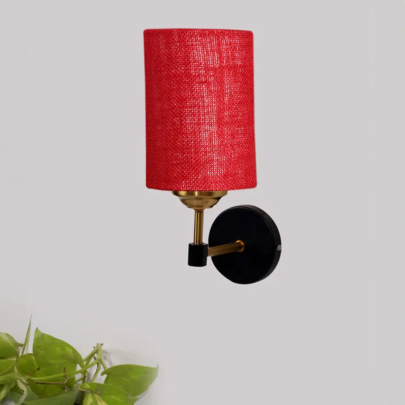 Sienna Sleek Jute Wall Lamp - Maroon media 3