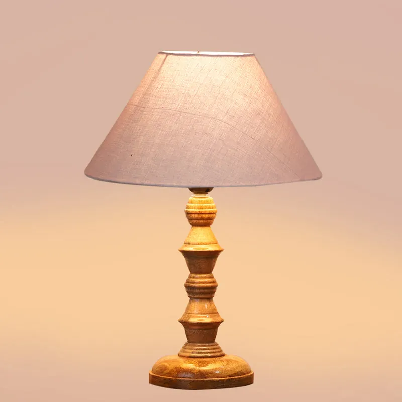 Cotin II Timber Wooden Table Lamp - Grey,Brown media 4