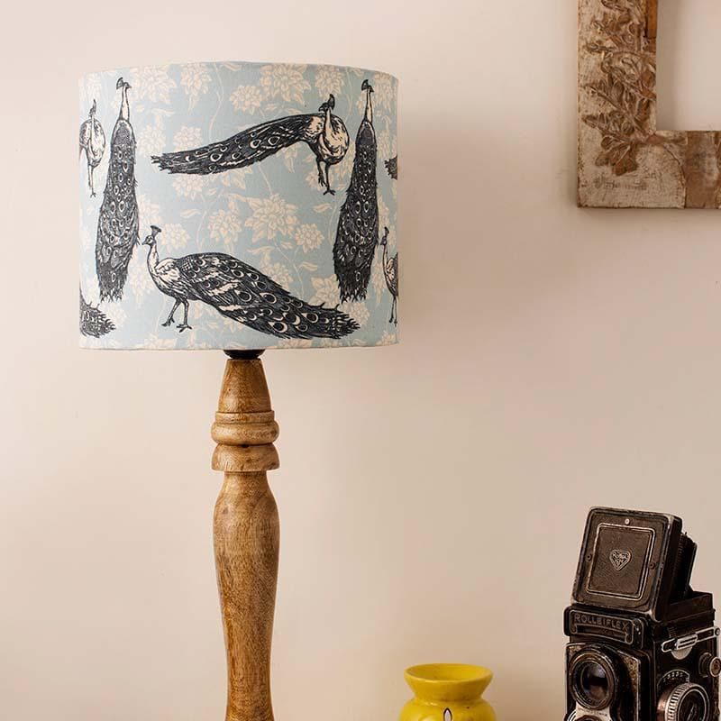 Prancing Peacocks Fabric Table Lamp - Multicolor media 3