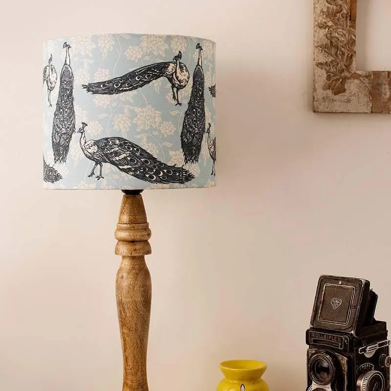 Prancing Peacocks Fabric Table Lamp - Multicolor media 3